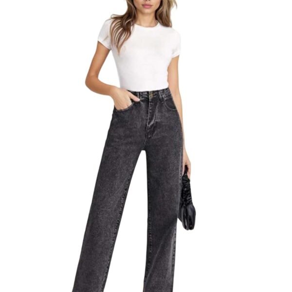 KOTTY Women's High Waist Straight Fit Cotton Blend Denim Jeans|Comfortable Regular Length Casual Jeans for Women