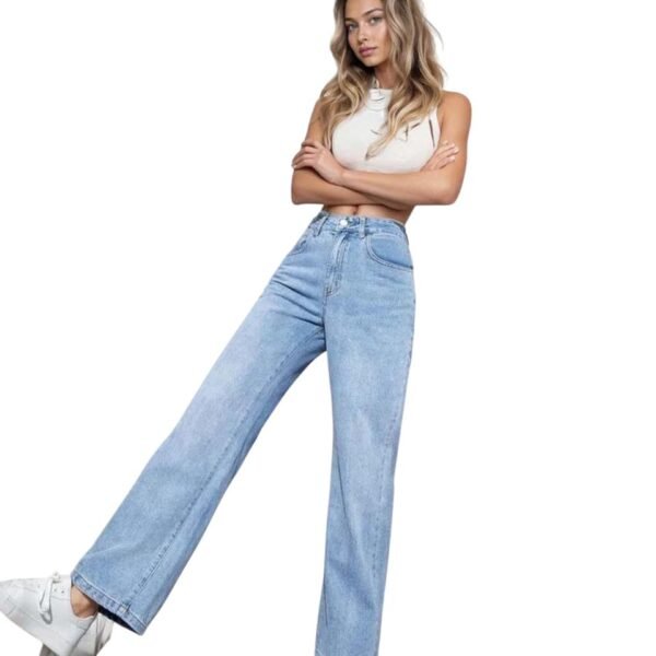 KOTTY Women’s High Waist Wide Leg Button Coin Pocket Straight Fit Jeans Stylish Regular to Plus Size Fit Denim Jeans for Women