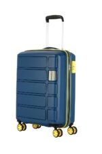Kamiliant American Tourister Cabin Harrier Zing 56 Cms Small (Pp) Hard Sided 8 Wheels Spinner Luggage/Suitcase/Trolley Bag (Navy) (Double Wheel), Blue