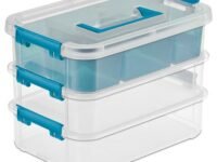 Kesi 2 Layer Stack & Carry Box, Plastic Multipurpose Portable Storage Container Box Handled Organizer Storage Box for Organizing Stationery, Sewing, Art Craft, Jewelry and Beauty Supplies(multicolur)