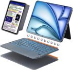 Kickstand Combo Keyboard case for iPad A16 (11th), iPad 10th Gen, iPad Air 11 (M3/M2) / Air 5th/4th & Pro 11 (4th/3rd/2nd/1st Gen) with 7-Colors Backlight, Precision Trackpad, Writing/Viewing