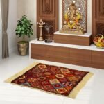 Kuber Industries Prayer Mat | Velvet Aasan | Meditation Prayer Carpet Mat | Pooja Aasan | Rangoli Square | Traditional| Rectangle | Multicolor