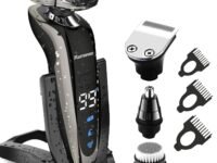 Kurener Electric Shaver Razor for Men Rechargeable 100% Waterproof Rotary for Shaving with Nose Trimmer Sideburns Trimmer Face Cleaning Brush