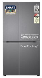 LG 650 L, 3 Star, Smart Inverter Compressor, Convertible, Door Cooling+, Frost Free Double Door Side by Side Refrigerator (GL-B257HDS3, Dazzle Steel, Express Freeze)