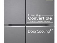 LG 650 L, 3 Star, Smart Inverter Compressor, Convertible, Door Cooling+, Frost Free Double Door Side by Side Refrigerator (GL-B257HDS3, Dazzle Steel, Express Freeze)