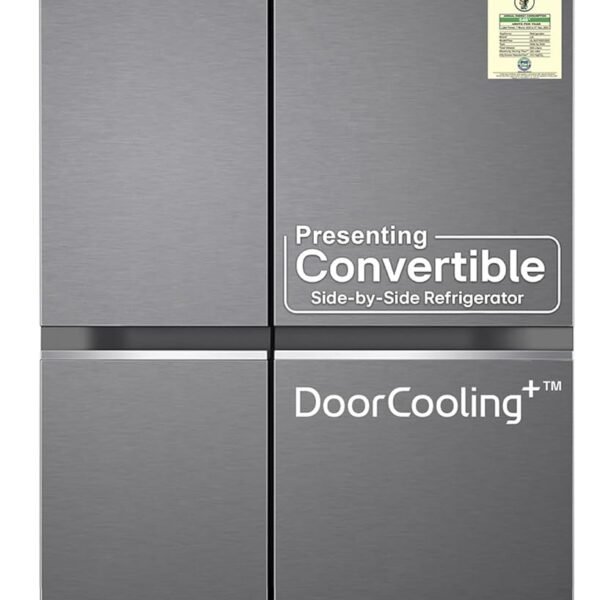LG 650 L, 3 Star, Smart Inverter Compressor, Convertible, Door Cooling+, Frost Free Double Door Side by Side Refrigerator (GL-B257HDS3, Dazzle Steel, Express Freeze)