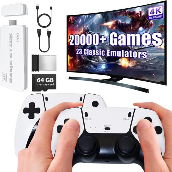 Latest Wireless Retro Game Console Video Game Stick for TV with Built-in 20+ Emulators 21K+ Games Hdmi Output & 2.4G Retro Game Emulators Plug & Play TV Video Games