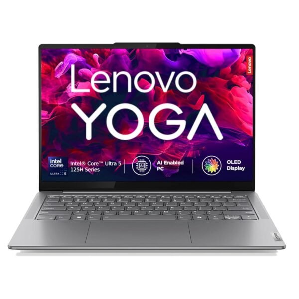 Lenovo Smartchoice Yoga Slim 7, Intel Core Ultra 5 125H, 16GB RAM, 512GB SSD, WUXGA-OLED 14"(35.5cm), Windows 11, Office Home 2024, Grey, 1.39Kg, 83CV0085IN, 2Wx4 Speakers, 1Yr ADP Free, AI PC