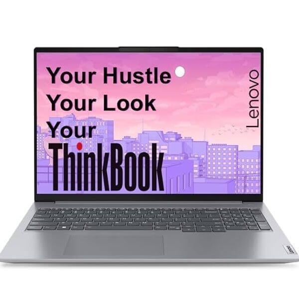 Lenovo ThinkBook 16, AMD Ryzen 5 7535HS, 16GB RAM, 512GB SSD, WUXGA IPS 16", Windows 11 Home, Office 2024, 1.7kg, 21MWA0BSIN, Backlit Keyboard, Fingerprint, 300 Nits, 1Y Warranty, Aluminium Top Laptop