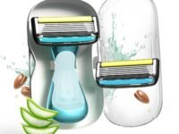 Letsshave Pro Compact Head Shaving Razor for Men (1 Handle + 2 Blades) | 6-Blade Sensitive Razor with Pivot Head & Open Flow Architecture | Precision Shave with Moisturizing Strip | Anti-Slip Grip | Travel-Friendly with Protective Case