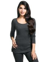 Lux Cozi HEATEK Women's Ultra Soft Cotton 3/4th Sleeves Thermal Top | Enhanced Flexibility | Deep Neck Ideal for Layering | Pack of 1