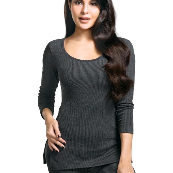 Lux Cozi HEATEK Women's Ultra Soft Cotton 3/4th Sleeves Thermal Top | Enhanced Flexibility | Deep Neck Ideal for Layering | Pack of 1