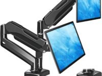MOUNTUP Dual Monitor Stand for Desk, Gas Spring Monitor Arms for 32 27 24 22 Inches, Height Adjustable Double Monitors Mount, VESA Mount with C-Clamp & Grommet Base, Holds 4.4-17.6lbs, Black