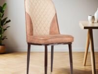 MRC EXECUTIVE CHAIRS ALWAYS INSPIRING MORE Dining Chair,Accent Chair for Living Room Bedroom Restuaran,Leatherette Fabric & Cushion Seat with Metal Legs (Dining Brown & Cream)