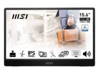MSI PRO MP161 E2, 15.6 inch (39.62 cm), IPS Panel, Full HD 1920 x 1080, 60Hz, Black, Eye-Friendly Screen, Speakers, Enhanced Chassis & Kickstand, Mini-HDMI 2.0b, 2 x USB Type-C Monitor