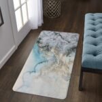 Marble Hallway Runner Rug - 2'x4' Washable Kitchen Bathroom Runner Rug Runner Non-Slip Blue Throw Small Rug Accent Distressed Runner Rug for Hallway Entryway Laundry Room Rug Decor