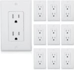 Maxxima Tamper Resistant Duplex Receptacle - Standard Decorative Electrical Wall Outlet 15A, Contractor Pack, Wall Plates Included - White - 10 Pack