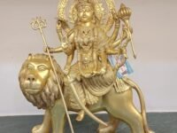 Mayank Metal Arts Brass Durga Maa Idol Home Decor | Maa Sherawali | Durga MATA Rani Showpiece (Height: 22.5 Inches)