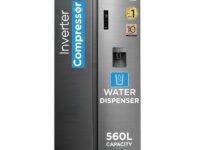 Midea 560 L Side by Side,Frost Free Refrigerator|Water Dispenser |Inverter Compressor (MDRS704FGF46 Bru Steel),Grey
