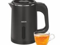 Milton Companion Electric Kettle 800 ml,1000 Watt | 304 Stainless Steel Inner Body | Double Wall & Cool Touch Body | Auto Cut-Off | Wider Mouth,Detachable 360 Degree Connector,Cordless Pot (Black)