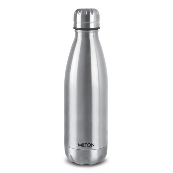 Milton Duo DLX 1000 Thermosteel Water Bottle 1 LTR, 24 Hr Hot and Cold I Leak Proof Lid, ISI Certified I Vacuum Insulated I for Office, Gym, School I Silver
