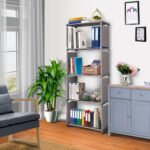 Multipurpose Bookshelf | Alloy Steel Metal Storage Shelve for Books Storage Organizer | Children Book Rack | Bookcase for Home Furniture | Cabinet Shelves Book Shelf Cabinet (4 Shelf, Grey)