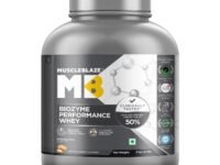 MuscleBlaze Biozyme Performance Whey Protein Powder, Butter Cookie (2kg / 4.4lbs) | 25g Protein Per Scoop | Clinically Tested 50% Higher Protein Absorption