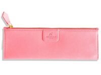 NEORAH - Pen Sleeve - Slide it on Your Notebook Cover - Fits Till A5 Notebook-Pouch with Zipper -Vegan Leather Pen Case for Office Stationery Supplies,Students,Office (Size: 20.0 x 6.8 cm) | Pink