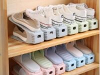 NYALKARAN Plastic Shoe Slots Organizer Space Saver Double Deck Shoe Rack Adjustable Shoe Slots for Closet Organization (Set of 12)