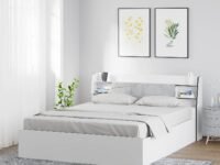 Nilkamal @Home Marbito Engineered Wood Queen Bed with Headboard & Box Storage (White)