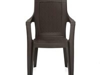 Nilkamal Plastic Chair for Living Room with Arm | 3 Year Warranty | for Home, Living Room, Outdoor | Season Rust Brown Colour | Mystique
