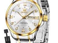 OLEVS Watches for Men Fashion Diamond Analog Quartz Men's Easy Reader Watch Stainsteel Steel Date Waterproof Luminous Business Watch