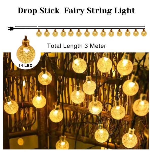 One94Store Crystal Ball String Lights – 14 LED, 3 Meter Warm White – Decorative Waterproof Fairy Lights for Indoor/Outdoor, Garden, Diwali, Christmas, Wedding, Party & Festival Decoration Pack of 1