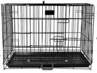 PSK PET MART Plastic Rubber Single Door Folding Black Cage/Crate/Kennel With Removable Tray For Dogs/Cats, (18 Inch Black Cage,)