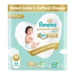 Pampers Premium Care Pant Style Baby Diapers | Medium (M size) | 54 Count | Voted India's Softest | All-in-1 with 360 Cottony Softness Diapers | 7-12kg