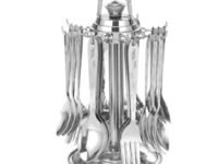 Parage 24 Pieces Lily Cutlery Set Stainless Steel with Stand (Contains 6 Dinner Spoons, 6 Tea Spoon, 6 Dinner Fork, 6 Soup Spoons, 1 Stand) Spoon Set for Dining Table Stylish, Mirror Polished