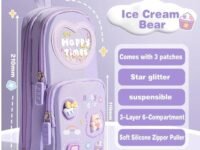 Parssufy Premium Pencil Case 6 Layer with 3 Compartment Cute Aesthetic Pencil Case,Stationery Organizer for School Supplies, Office, and Travel | Ideal Gift for Girls and Art Lovers (Happy-Purple)