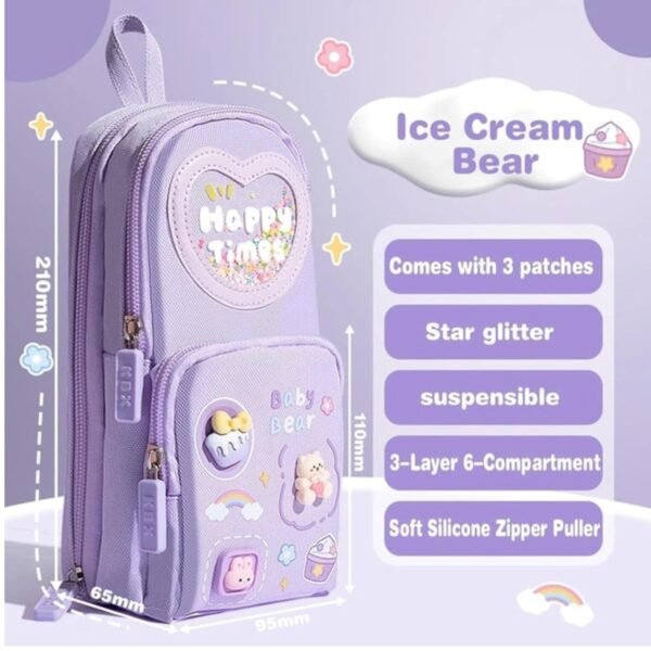 Parssufy Premium Pencil Case 6 Layer with 3 Compartment Cute Aesthetic Pencil Case,Stationery Organizer for School Supplies, Office, and Travel | Ideal Gift for Girls and Art Lovers (Happy-Purple)