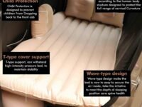 Piercell® Car Bed Air Sofa with Two Inflatable Pillow for Car Back Seat Fits Most Car Models SUV,Mpv,Truck,Minivan Car Bed Mattress with Two Air Pillows, Car Air Pump (Cream)