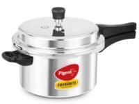 Pigeon By Stovekraft Favourite Induction Base Aluminium Pressure Cooker with Outer Lid, 5 Litres, Silver