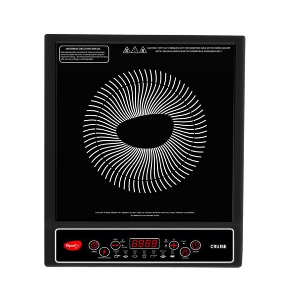 Pigeon by Stovekraft Cruise 1800 watt Induction Cooktop With Crystal Glass,7 Segments LED Display, Auto Switch Off - Black