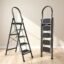 Plantex 5 Step Ladder - Foldable Steel -Wide Anti Skid Steps - 5 Year Manufacturer Warranty(Gray & White)
