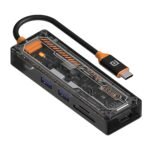 Portronics MPort View Two 6-in-1 USB Type-C Hub Dock,100 W Type-C PD&Data, USB 3.0 SuperSpeed, USB 2.0,SD and Micro SD, 4K HDMI,Transparent Case for Laptop, PC & More(Black)