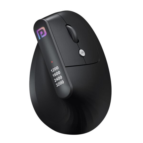 Portronics Toad Ergo Vertical Advanced Wireless Ergonomic Mouse 2.4Ghz, 6D Button, Wrist Support, Adjustable DPI Upto 3200, Supports Hand Posture(Black)