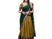 RENVAANI Women's Traditional Kanjivaram Kanchipuram Silk Zari Weaving Unstitched Lehenga Choli with Dupatta