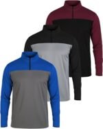 Real Essentials 3 Pack: Men's Mesh Long Sleeve Athletic Quarter Zip Pullover - Outdoor UPF 50+ (Available in Big & Tall), Set 1, 4X