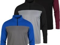 Real Essentials 3 Pack: Men's Mesh Long Sleeve Athletic Quarter Zip Pullover - Outdoor UPF 50+ (Available in Big & Tall), Set 1, 4X