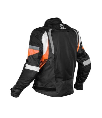 Rynox Tornado Pro 4 Jacket - CE Certified Class A | Motorcycle Riding Jacket with Impact Protection and Abrasion Resistance - Black Orange, Medium