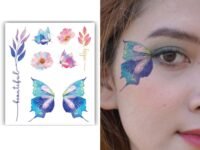 S.A.V.I Glitter Tattoo Sticker for Women - Waterproof Butterflies, Flowers & Hope Text | Eye Face Body Makeup Decor