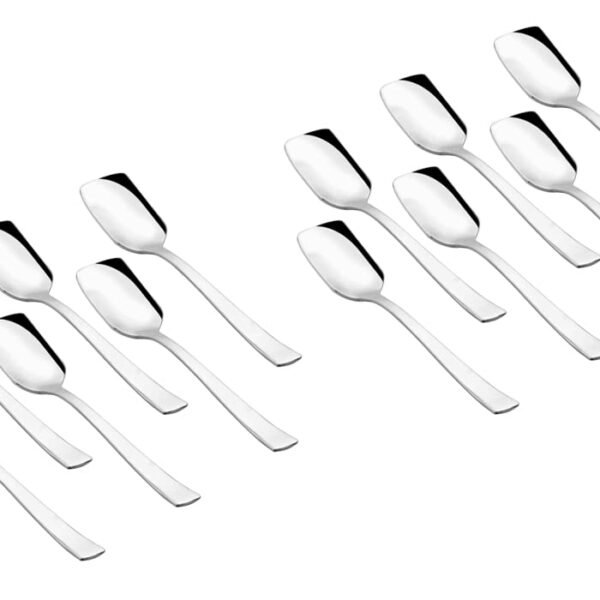 SHAPES Arctic Gleen Steel Silver Ice Cream Spoon Set of 12 Pieces | Ice Cream Spoon, Frozen Desserts | Rust-Resistant, Dishwasher Safe, Elegant Design